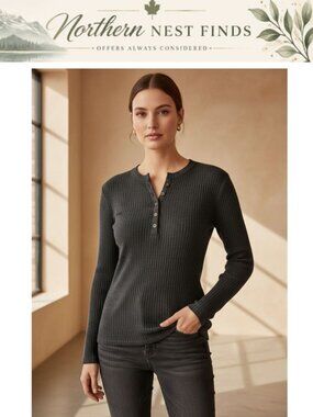 Plus Size Ribbed Knit Henley Tunic Sweater Long Sleeve Pullover L-4XL